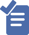 gray-blue icon of paper with checkmark in upper left corner